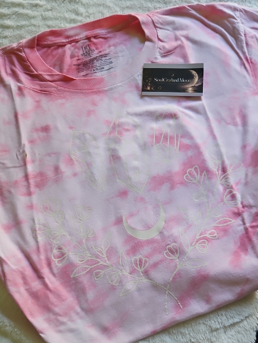 Crystal And Moon Pink Tie-Dye Short Sleeve Graphic Tee